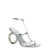 Ferragamo 'Elina' Silver Sandals with Sculptural Heel in Leather Woman GREY