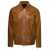 Giorgio Brato Brown Western Jacket with Two-Way Zip in Leather Man BEIGE
