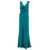 Alberta Ferretti Blue Long Draped Dress with V Neckline in Satin Woman BLU