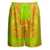 Versace Green and Gold Shorts with All-Over Barrocco Print in Silk Man GREEN