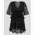 Ganni Ganni Pleated Georgette V-Neck Flounce Mini Dress Black