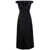 SOLACE LONDON Black Midi Dress with Flared Skirt and Asymmetric Vent in Polyester Woman Black