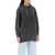 Alessandra Rich Oversized Hoodie With Print And Rhinestones GREY
