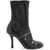 Burberry Leather Peep Ankle Boots BLACK