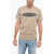 DSQUARED2 Crew Neck Surf Board T-Shirt With Embossed Logo Beige