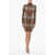 Burberry Jersey Midi Dress With Tartan Pattern Brown