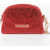 Moschino Love Satin Necessaire Embellished With Rhinestone Red