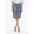 Bottega Veneta Crepe Denim Effect Mni Skirt With Front Slit Blue