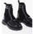 Moschino Love Leather And Fabric Combat Boots With Contrasting Detail Black