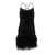 Liu Jo Short Sequined Dress with Black Feathers in Technical Fabric Woman BLACK
