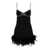 Self-Portrait Mini Black Dress with Bow Detail and Feathers Trim in Tech Fabric Woman BLACK