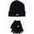 Nike Solid Color Beanie And Gloves Set With Embroidered Logo Black