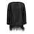 PLAIN Black Feather Detail Crew Neck Blouse In Satin Fabric Woman BLACK