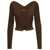 JACQUEMUS 'La Maille Pralu Longue' Brown Ribbed Cardigan with Logo Charm in Viscose Woman BROWN