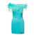 GIUSEPPE DI MORABITO Mini Light Blue Dress with Feather Trim and Split in Stretch Viscose Woman BLUE