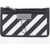 Off-White Striped Detail Leather Card Holder Black