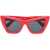 Off-White Solid Color Edvard Maxi Cat Eye Sunglasses Red