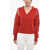 RAMAEL Cashmere V-Neckline Sweater With Cut Out Detail Red