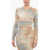 Off-White Stretchy Smock Long Sleeved Top With Cutout Beige