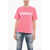 DSQUARED2 Crew Neck Cotton T-Shirt With Lettering Logo Pink