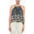 Isabel Marant Printed Sleeveless Top With Lurex Embroidery Blue