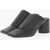 Maison Margiela Mm6 Square Toe Textured Leather Mules Heel 7.5Cm Black