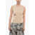 Fendi Crew Neck Wool Top With Cut-Out Detail Beige