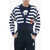 Kenzo Awning Striped Nautical Cropped Fit Cardigan Blue