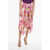 Versace Asymmetric Pleated Skirt With Floral Print Multicolor
