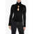 Moncler Chenille Turtle Neck Sweater With Jewel Button Black