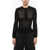 Chloe Cashmere Blend Perforated Sweater With Buttons Black