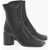 Maison Margiela Mm6 Textured Leather Square Toe Ankle Boots Heel 7Cm Black