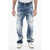 DSQUARED2 Distressed Roadie Fit Denims With Raw-Cut Bottom 21Cm Light Blue