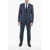 CORNELIANI Cc Collection Pin Point Wool Blend Suit With Flap Pockets Blue