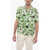 Palm Angels Floral Printed Shirt With Lapel Collar Green
