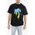 Palm Angels Crew-Neck T-Shirt With Spray Maxi Print Black