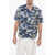 Palm Angels Bowling Shirt With Sharks Print Blue
