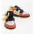 OFF-WHITE KIDS Low-Top Leather Sneakers With Touch Strap Closure Multicolor