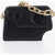 Off-White Leather Crossbody Bag With Cut-Out Details And Golden Chain Black