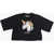Palm Angels Cropped Unicorn Crew-Neck T-Shirt With Glitter Print Black