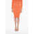 Off-White Ribbed Vanise Skirt With Lace Up Detail Orange