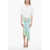 Off-White Short Sleeved Dress With Embroidery And Draping Light Blue