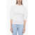 Chloe Stretch Cotton T-Shirt With Balloon 3/4 Sleeves White