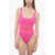 Off-White One-Piece Swimsuit With Logo-Band Pink