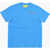 OFF-WHITE KIDS Crew-Neck T-Shirt With Contrasting Print Blue
