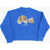 Palm Angels Cotton Bear Crew-Neck Sweatshirt With Maxi Print Blue