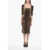 Dolce & Gabbana 3/4-Sleeved Animal Patterned Sheath Dress Brown