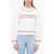 Moschino Couture! Crew Neck Cotton Sweatshirt With Crochet Embroideri White