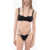 Off-White Solid Color Bikini With Strings To Lace Up Black