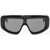 Palm Angels Solid Color Shield Sunglasses With Silver-Tone Details Black